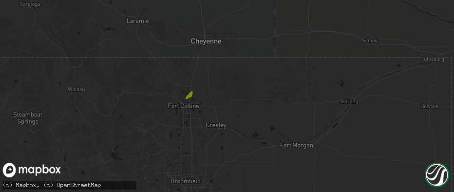 Hail map in Ault, CO on July 21, 2026