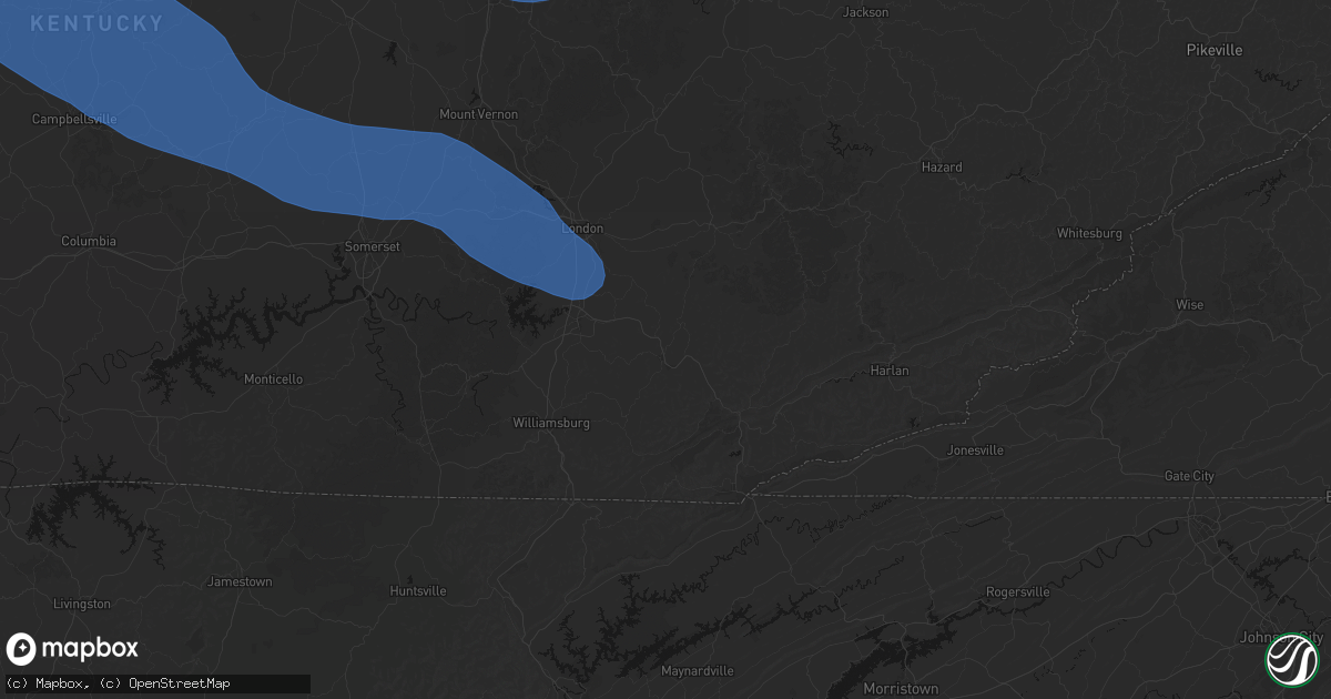 Hail map in Barbourville, KY on July 21, 2026