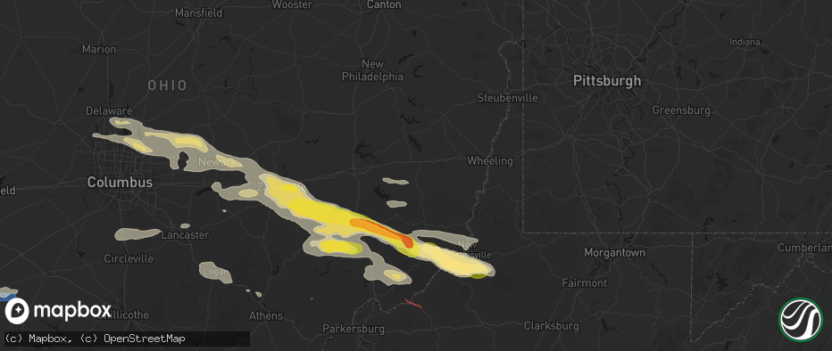 Hail map in Barnesville, OH on July 21, 2026