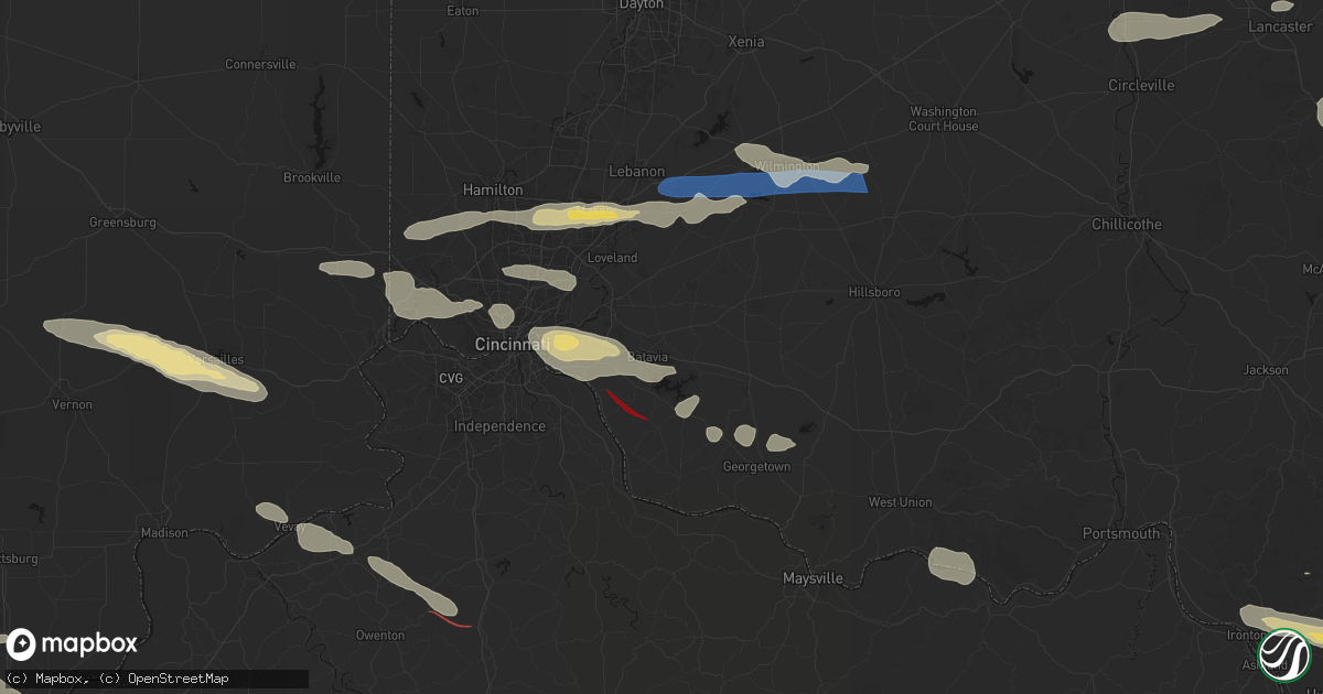 Hail map in Batavia, OH on July 21, 2026