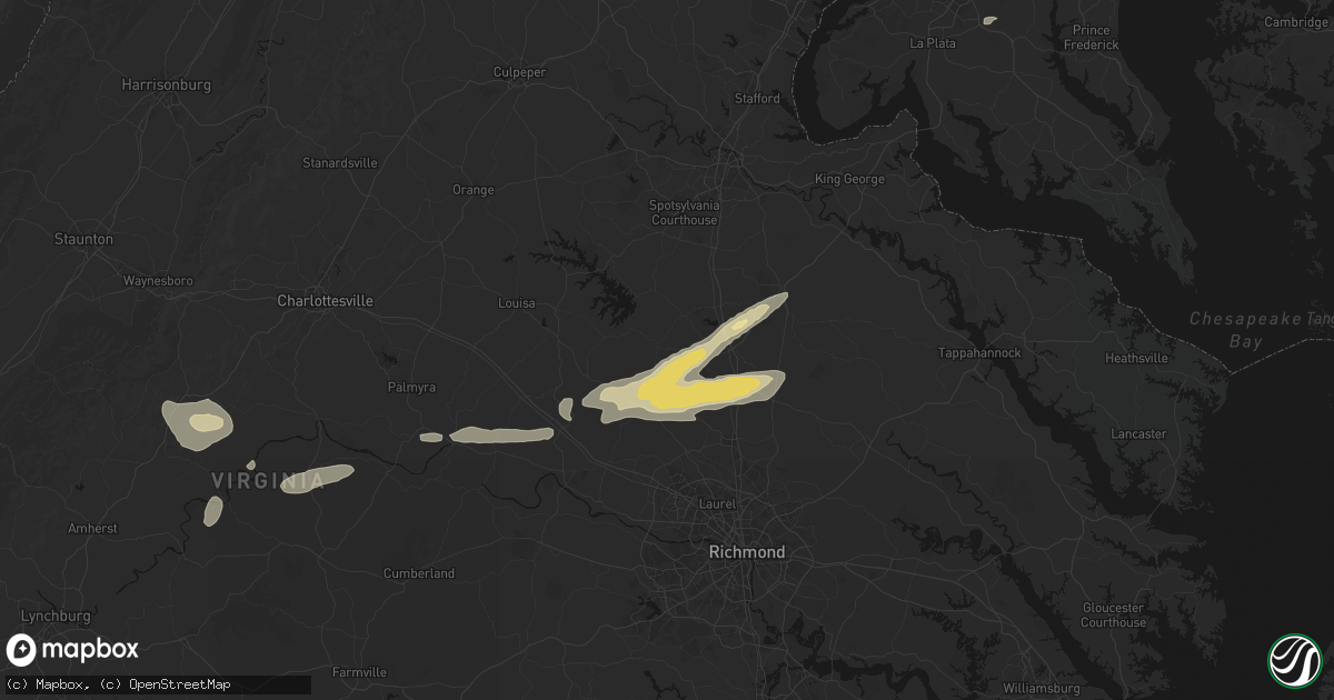 Hail map in Beaverdam, VA on July 21, 2026