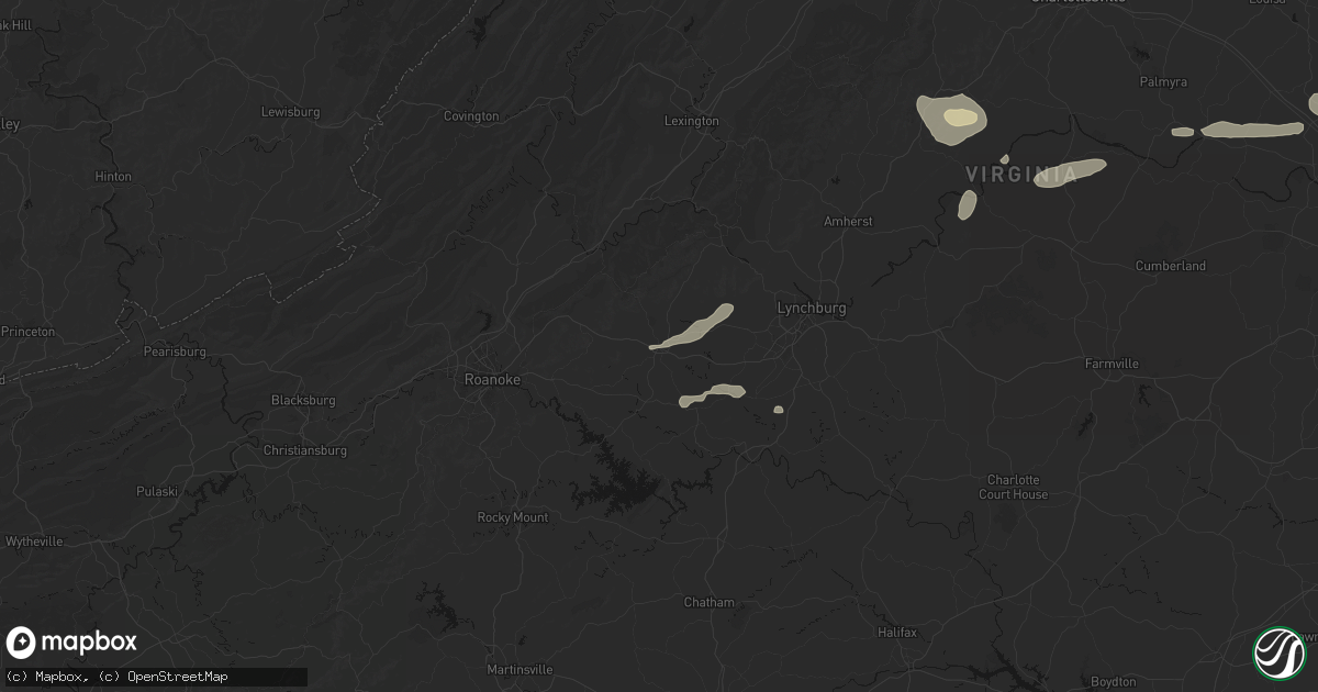 Hail map in Bedford, VA on July 21, 2026