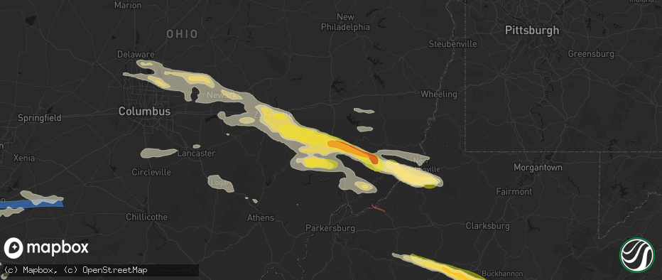 Hail map in Belle Valley, OH on July 21, 2026
