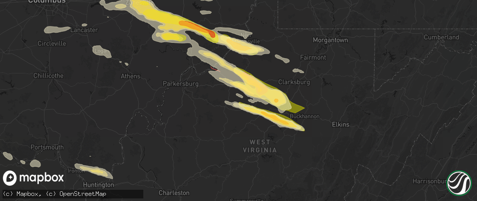 Hail map in Berea, WV on July 21, 2026