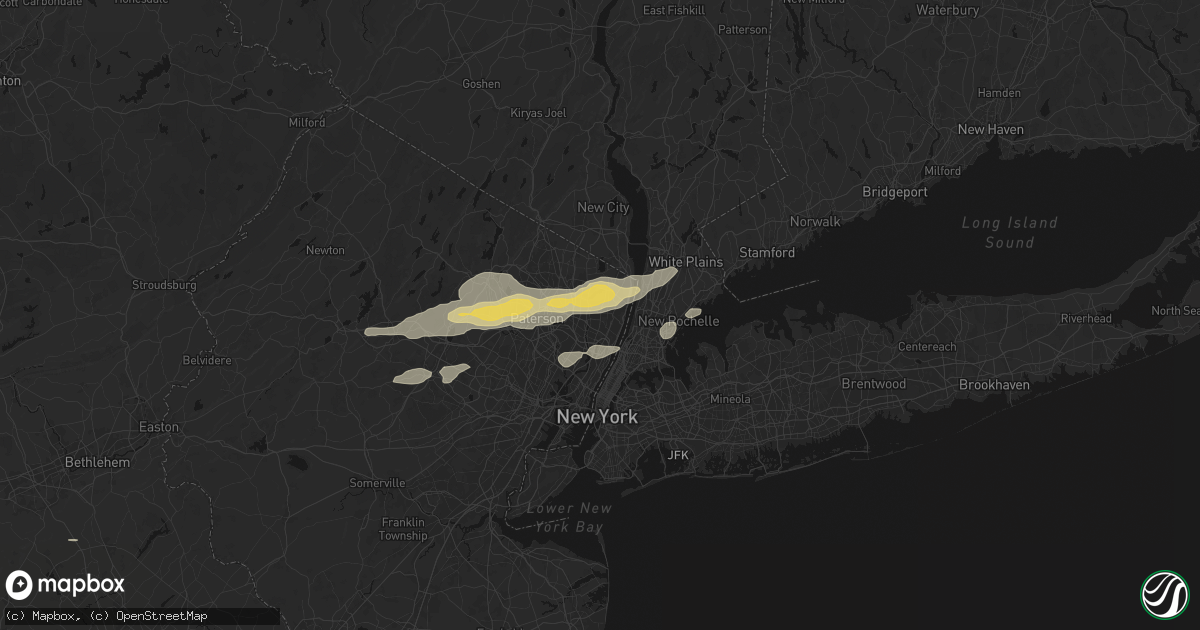 Hail map in Bergenfield, NJ on July 21, 2026