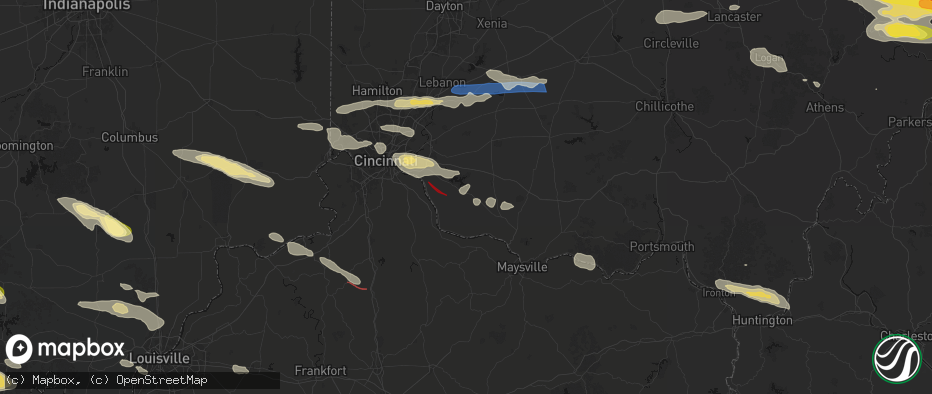 Hail map in Bethel, OH on July 21, 2026
