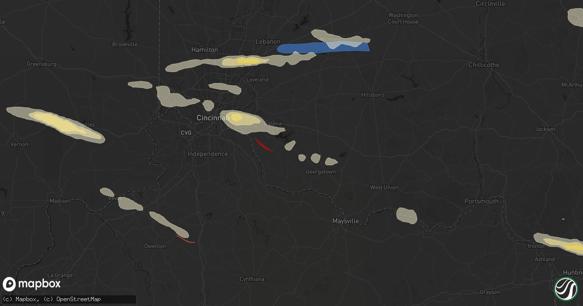 Hail map in Bethel, OH on July 21, 2026