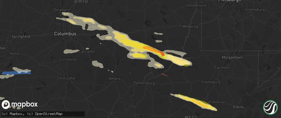 Hail map in Beverly, OH on July 21, 2026