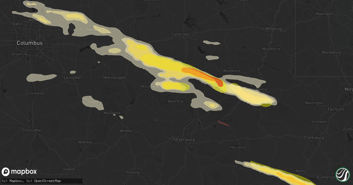 Hail map in Beverly, OH on July 21, 2026