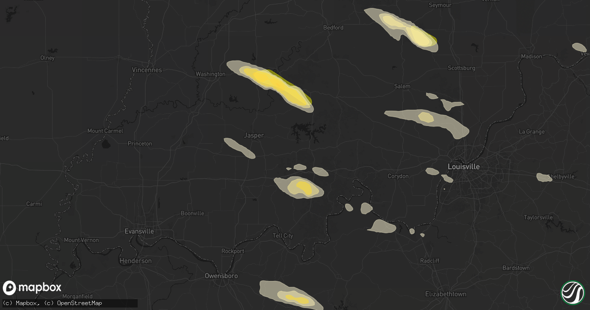 Hail map in Birdseye, IN on July 21, 2026