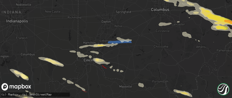 Hail map in Blanchester, OH on July 21, 2026