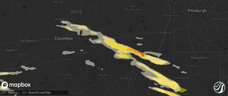 Hail map in Blue Rock, OH on July 21, 2026