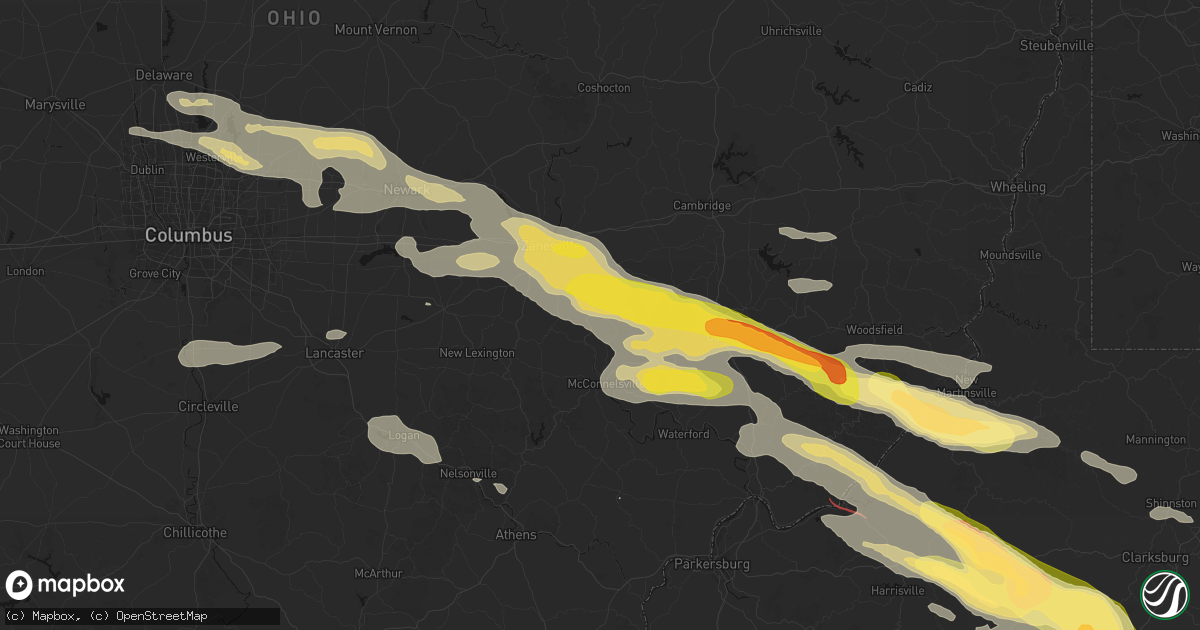 Hail map in Blue Rock, OH on July 21, 2026