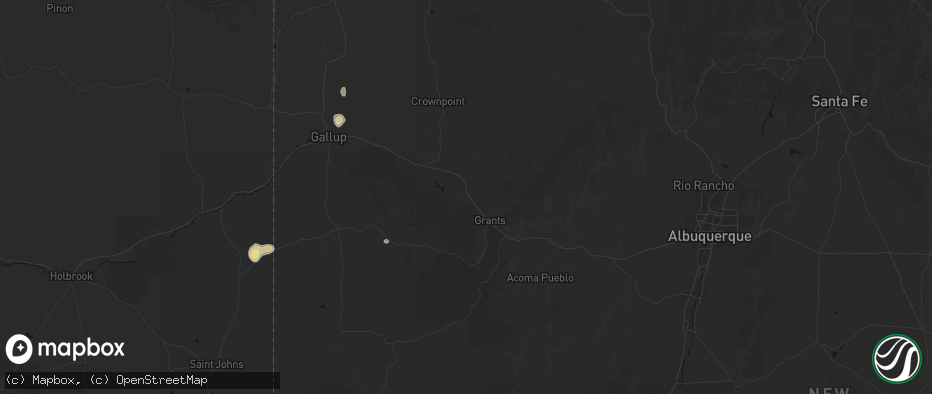 Hail map in Bluewater, NM on July 21, 2026