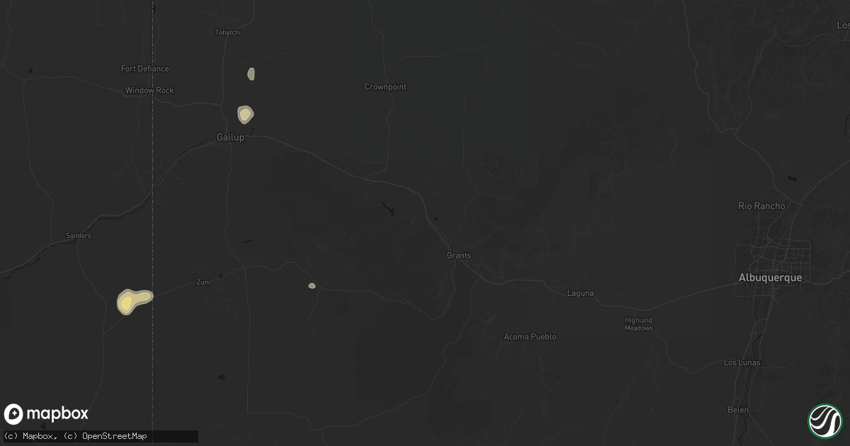 Hail map in Bluewater, NM on July 21, 2026