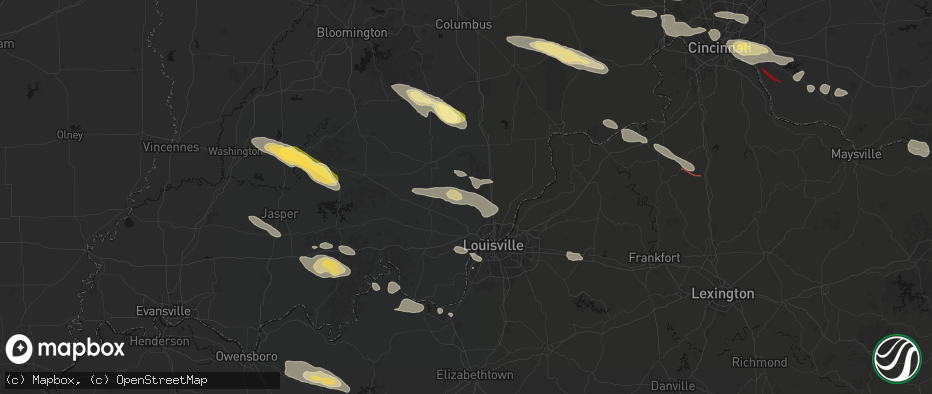 Hail map in Borden, IN on July 21, 2026