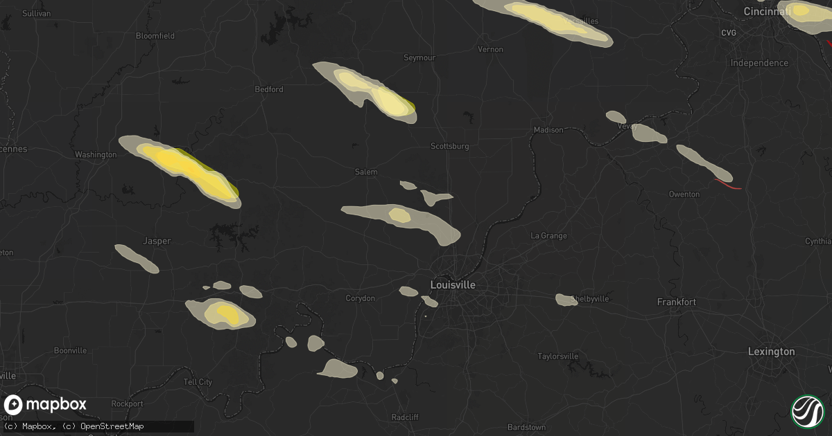 Hail map in Borden, IN on July 21, 2026