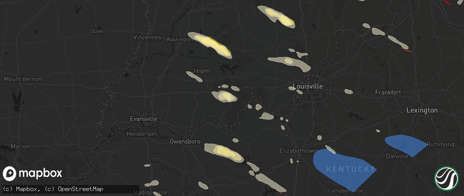 Hail map in Branchville, IN on July 21, 2026