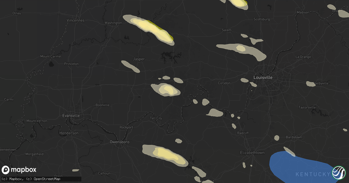 Hail map in Branchville, IN on July 21, 2026