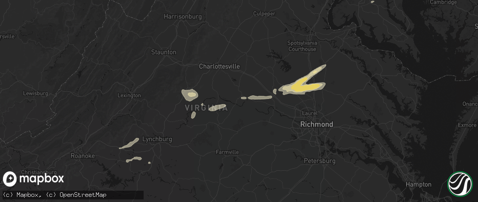 Hail map in Bremo Bluff, VA on July 21, 2026