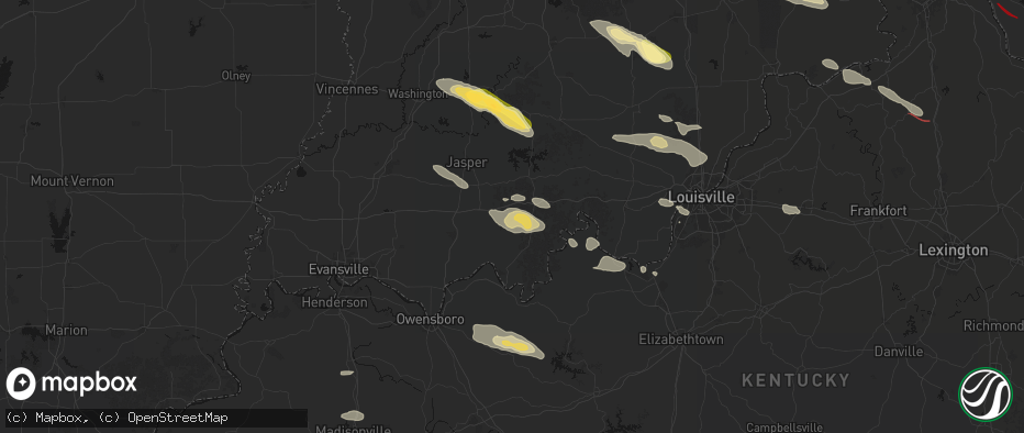 Hail map in Bristow, IN on July 21, 2026