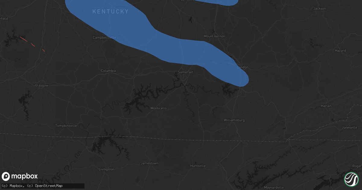 Hail map in Bronston, KY on July 21, 2026