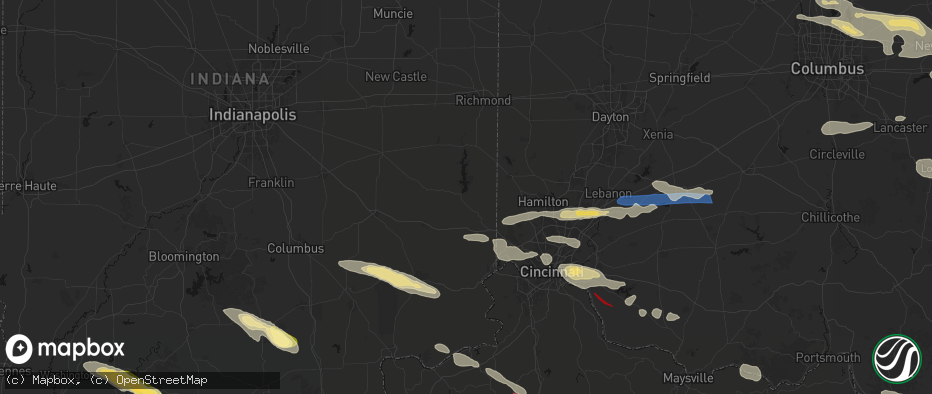 Hail map in Brookville, IN on July 21, 2026