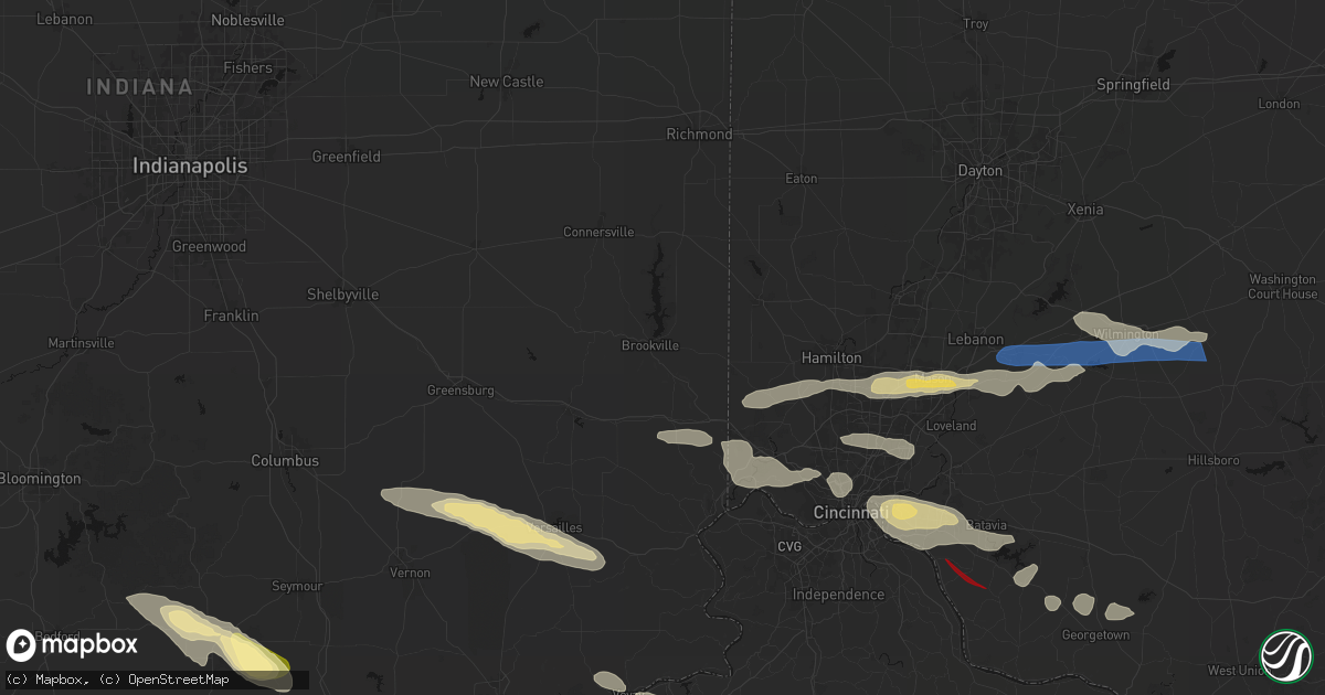 Hail map in Brookville, IN on July 21, 2026