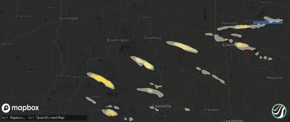 Hail map in Brownstown, IN on July 21, 2026