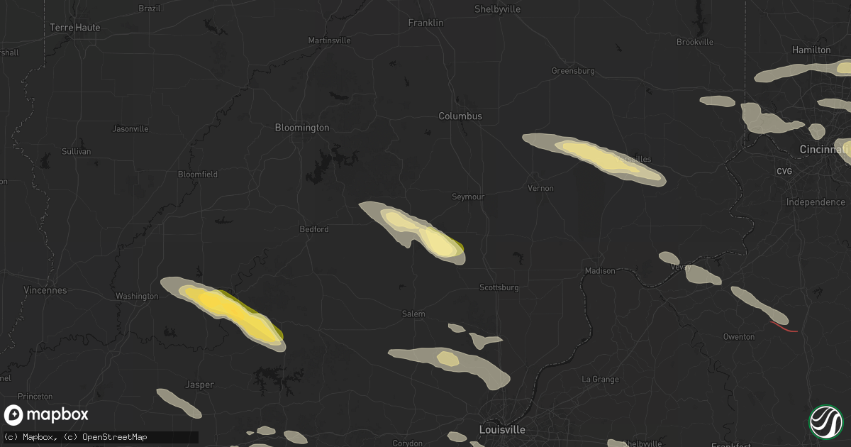 Hail map in Brownstown, IN on July 21, 2026