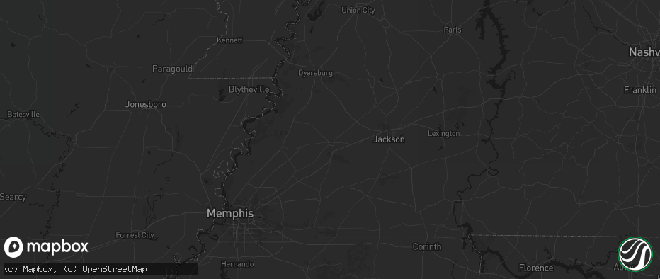 Hail map in Brownsville, TN on July 21, 2026