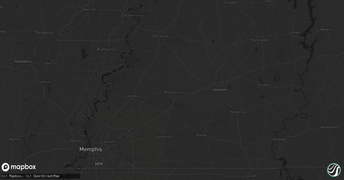Hail map in Brownsville, TN on July 21, 2026