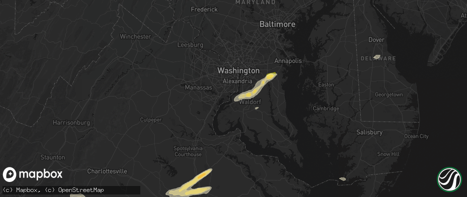 Hail map in Bryans Road, MD on July 21, 2026