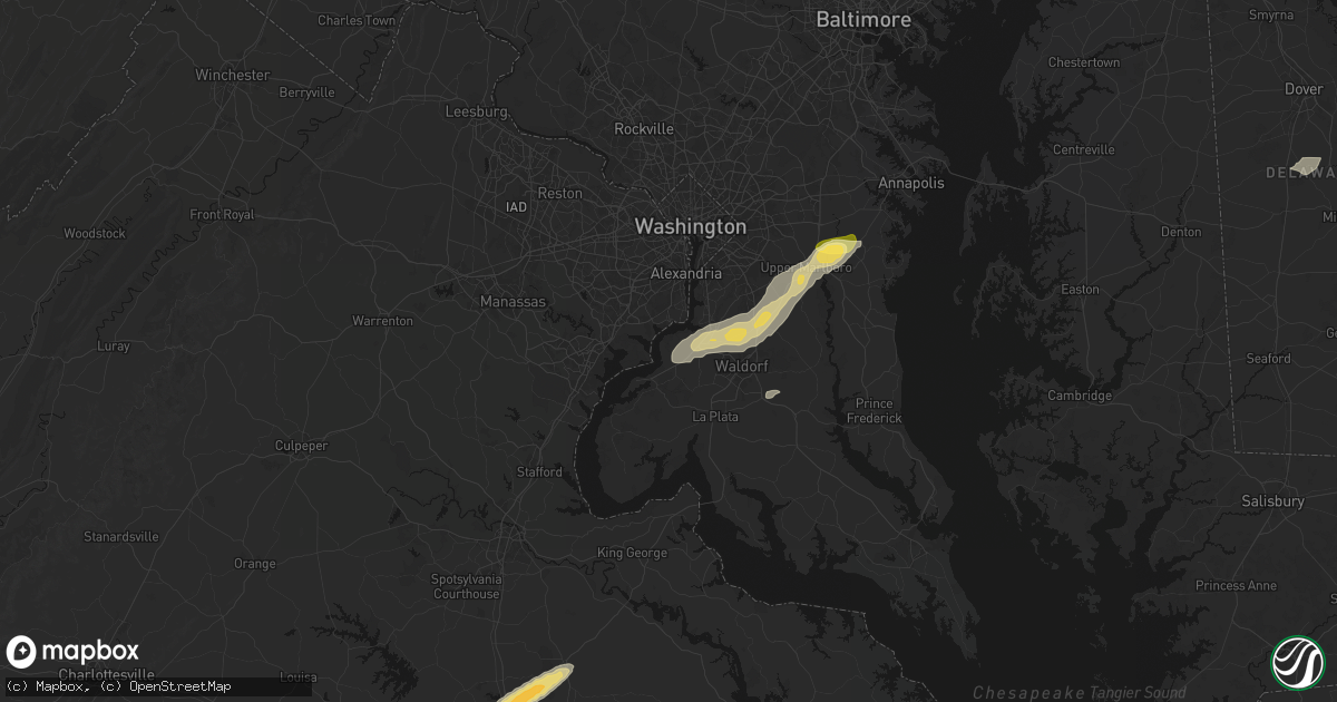 Hail map in Bryans Road, MD on July 21, 2026