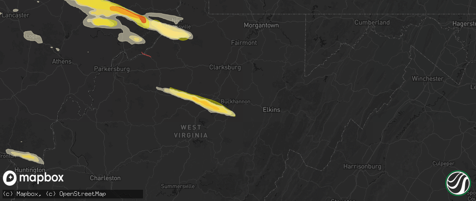 Hail map in Buckhannon, WV on July 21, 2026