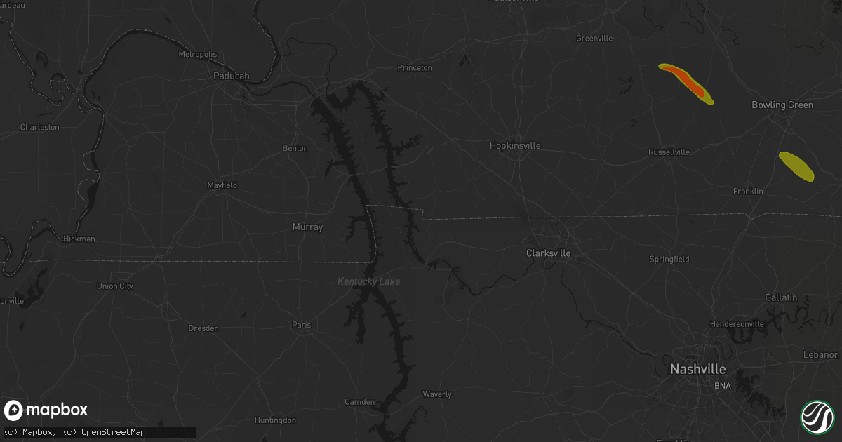 Hail map in Bumpus Mills, TN on July 21, 2026