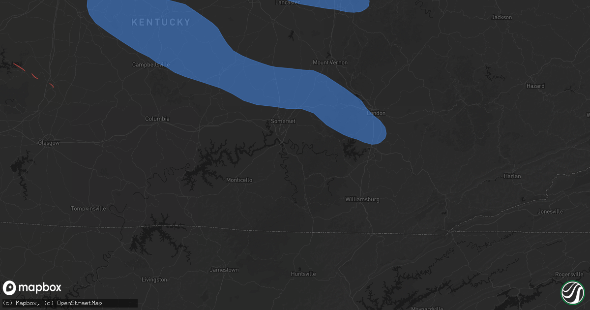Hail map in Burnside, KY on July 21, 2026