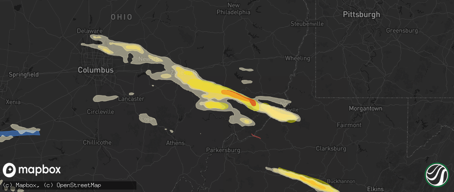 Hail map in Caldwell, OH on July 21, 2026