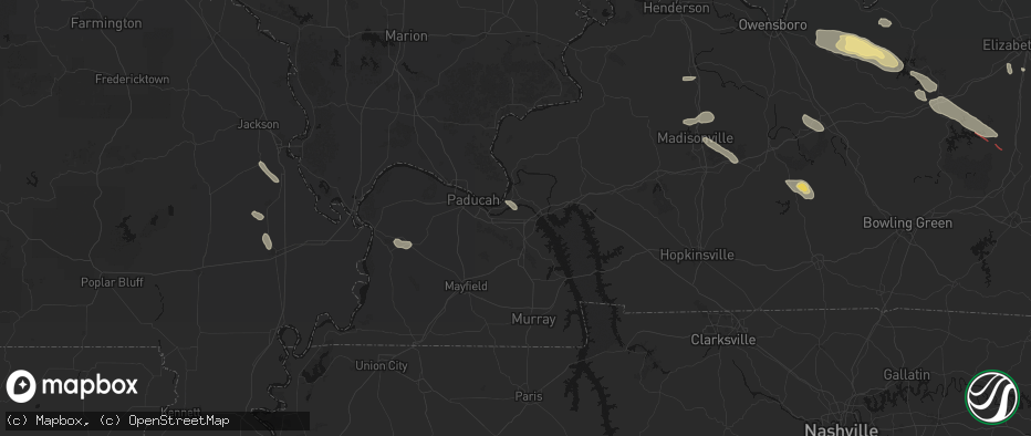 Hail map in Calvert City, KY on July 21, 2026