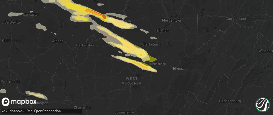 Hail map in Camden, WV on July 21, 2026