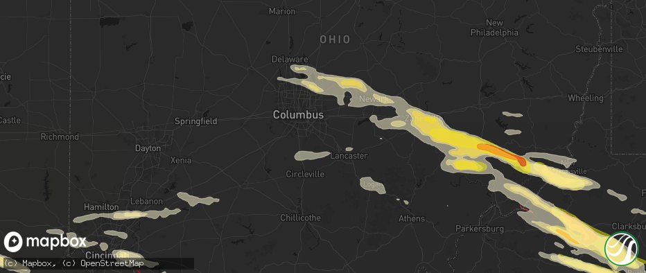 Hail map in Canal Winchester, OH on July 21, 2026