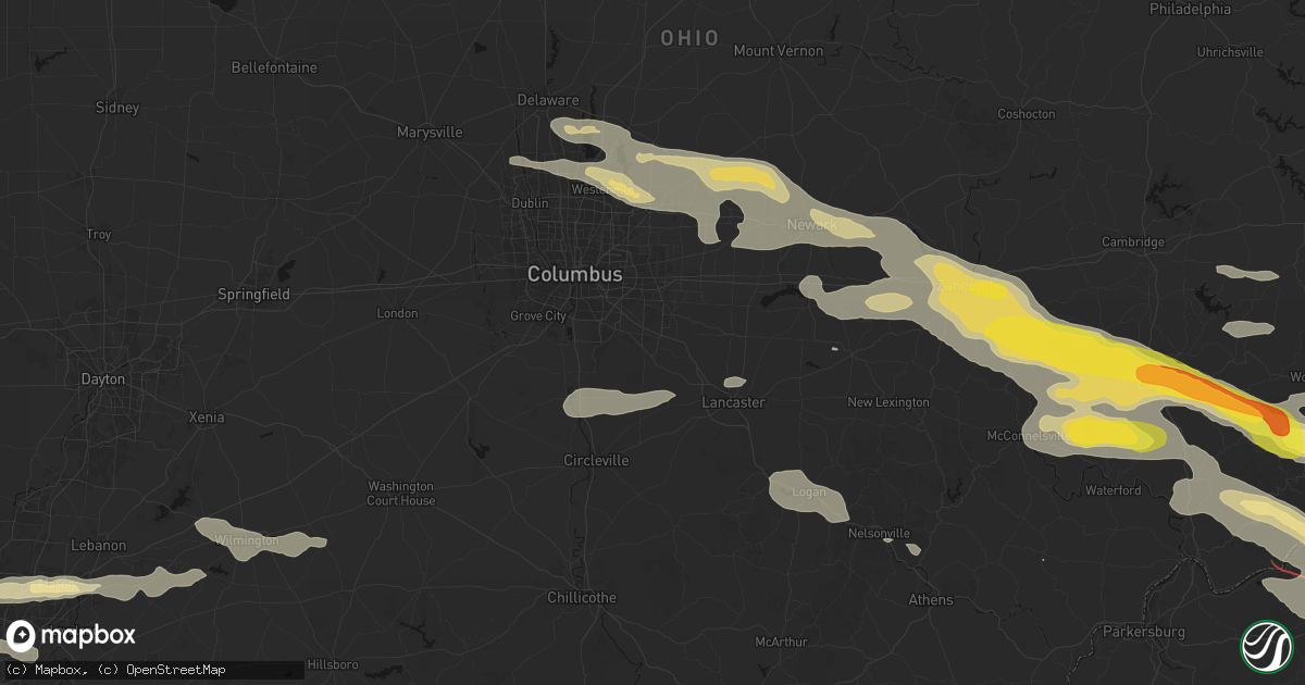 Hail map in Canal Winchester, OH on July 21, 2026