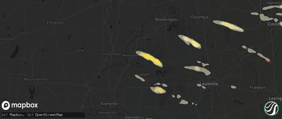 Hail map in Cannelburg, IN on July 21, 2026