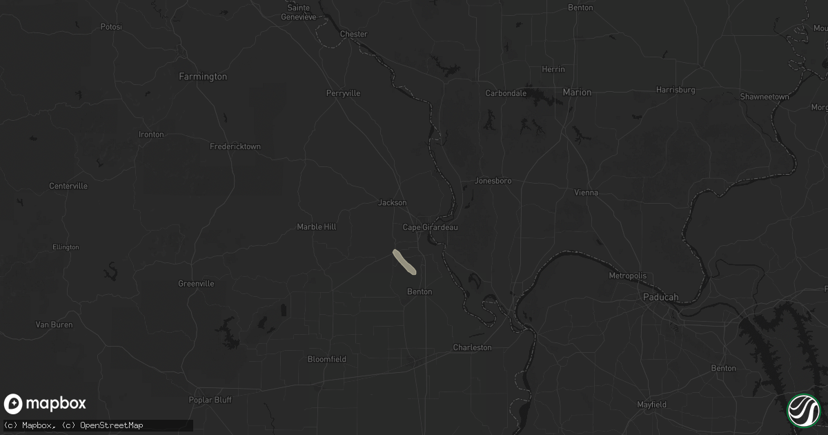 Hail map in Cape Girardeau, MO on July 21, 2026