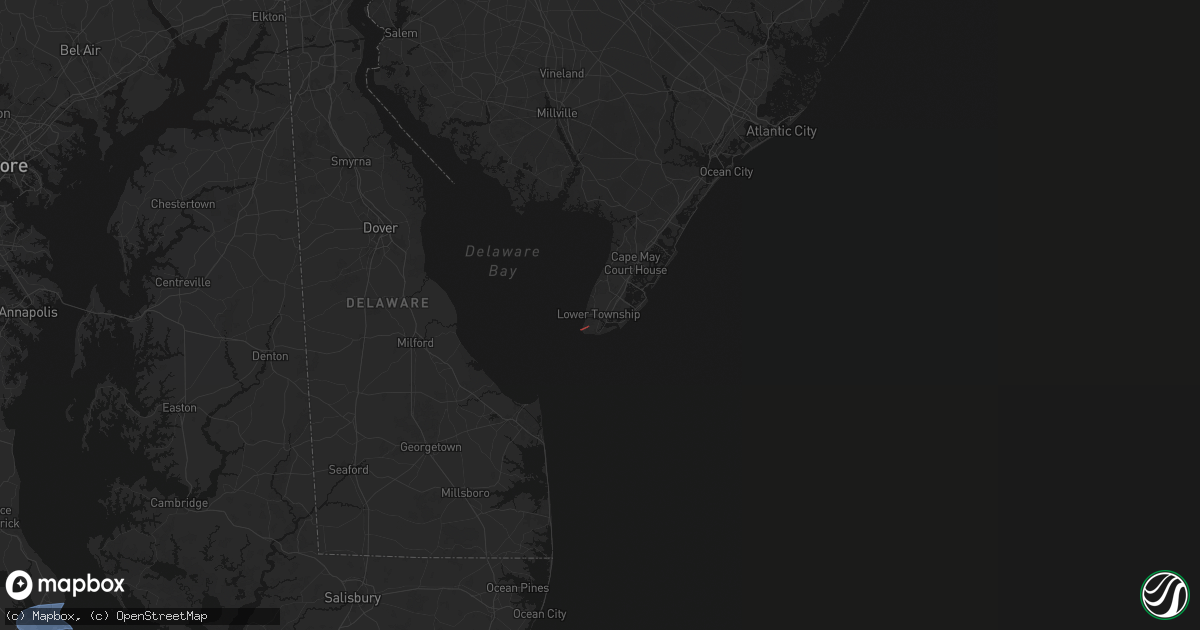 Hail map in Cape May, NJ on July 21, 2026