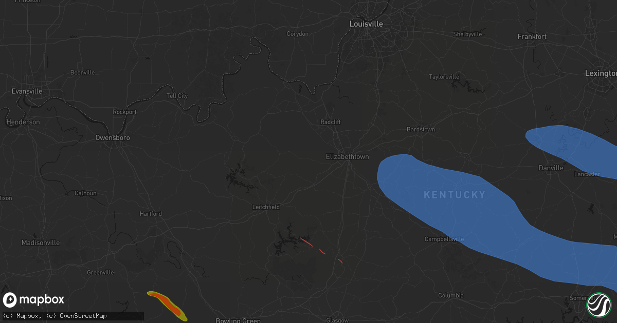 Hail map in Cecilia, KY on July 21, 2026