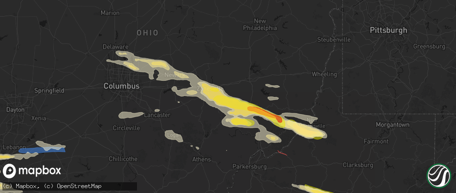 Hail map in Chandlersville, OH on July 21, 2026
