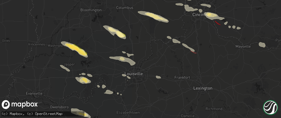 Hail map in Charlestown, IN on July 21, 2026