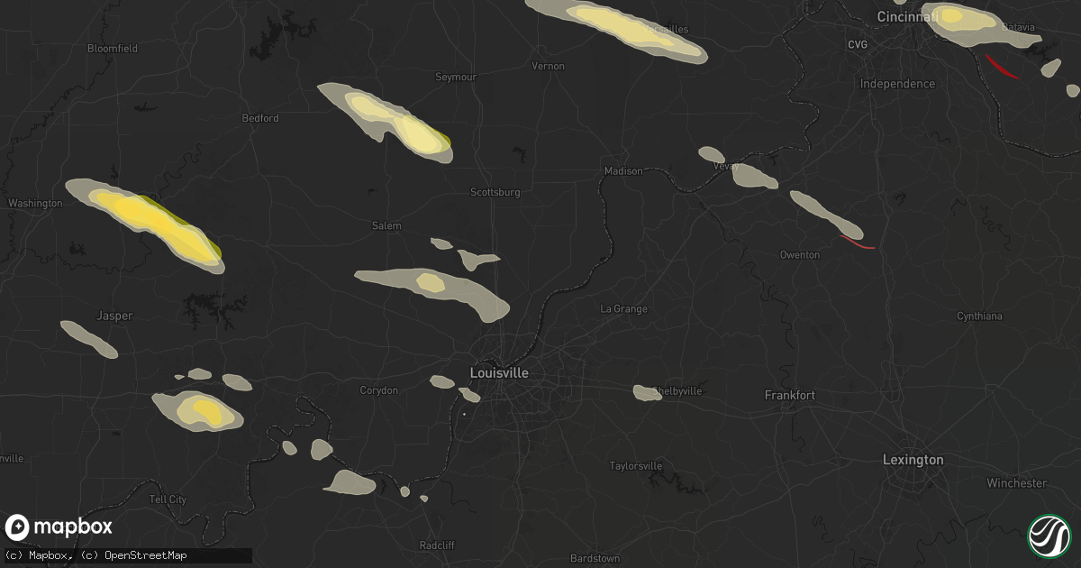 Hail map in Charlestown, IN on July 21, 2026