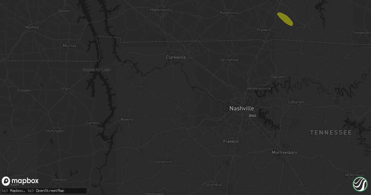Hail map in Charlotte, TN on July 21, 2026